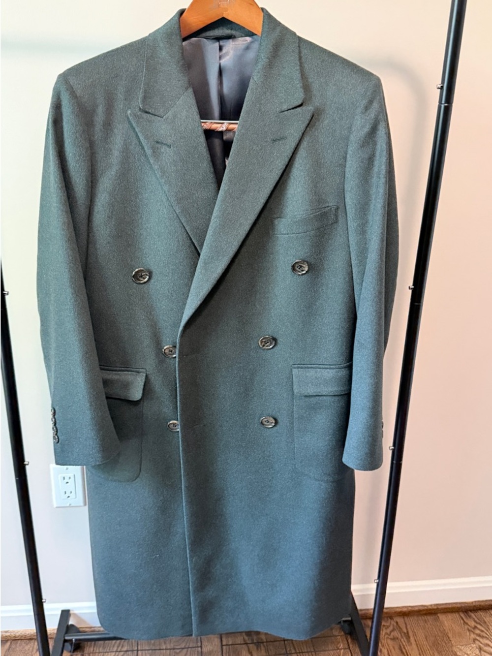 Tom James, made-to-measure or bespoke cashmere belted double breast trench coat